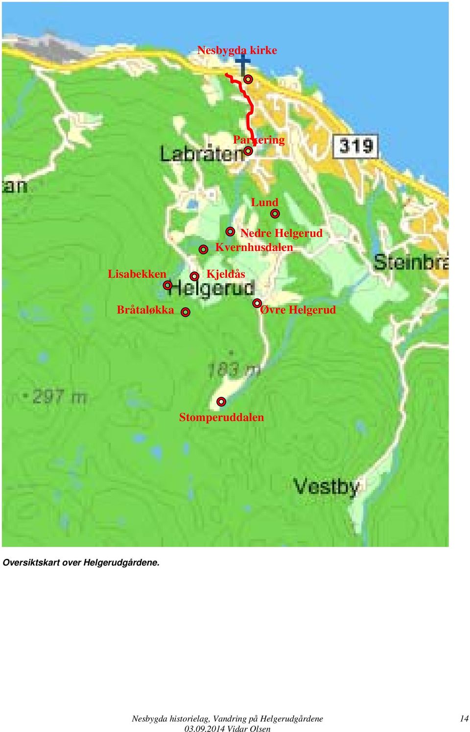 Helgerud Stomperuddalen Oversiktskart over