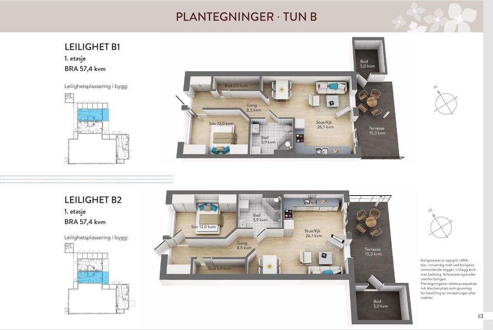 etasje BRA 57,4 kvm 12,0 kvm 3,0 kvm Gang 8,5 kvm 5,9 kvm 26,1 kvm Terrasse 15,3 kvm 5,0 kvm Boligarealet er oppgitt i BRA,