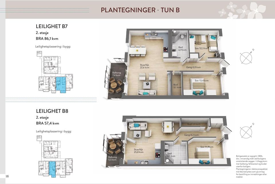 etasje BRA 57,4 kvm 3,0 kvm Gang 8,2 kvm 16 5,5 kvm 25,8 kvm 6,1 kvm 11,9kvm Boligarealet er oppgitt i BRA, dvs.