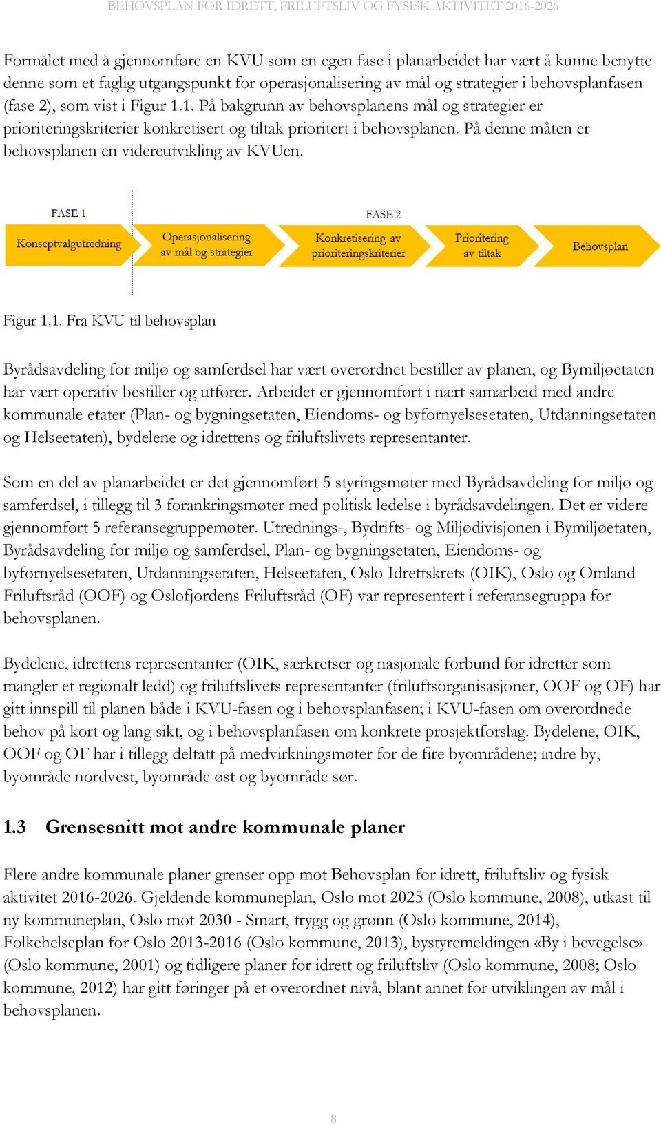 Figur 1.1. Fra KVU til behovsplan Byrådsavdeling for miljø og samferdsel har vært overordnet bestiller av planen, og Bymiljøetaten har vært operativ bestiller og utfører.