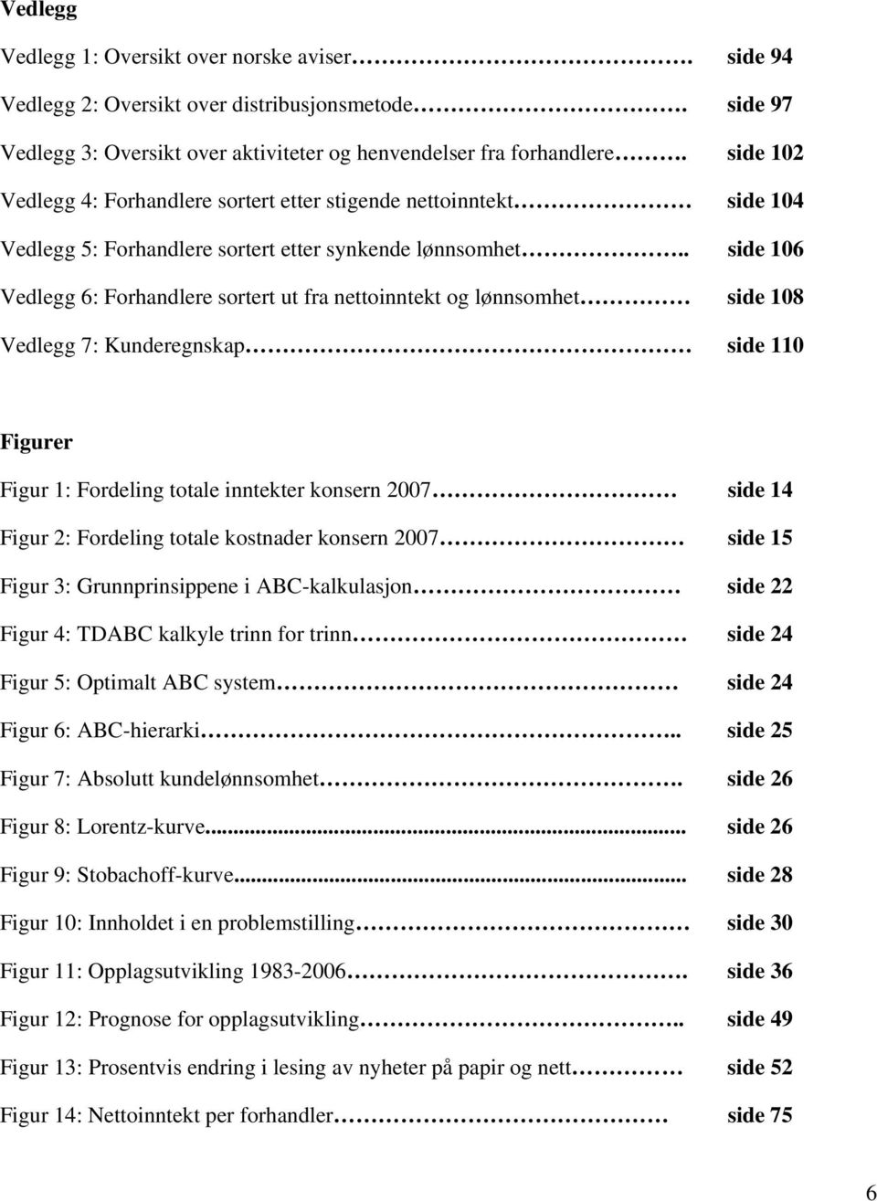 . side 106 Vedlegg 6: Forhandlere sortert ut fra nettoinntekt og lønnsomhet side 108 Vedlegg 7: Kunderegnskap side 110 Figurer Figur 1: Fordeling totale inntekter konsern 2007 side 14 Figur 2: