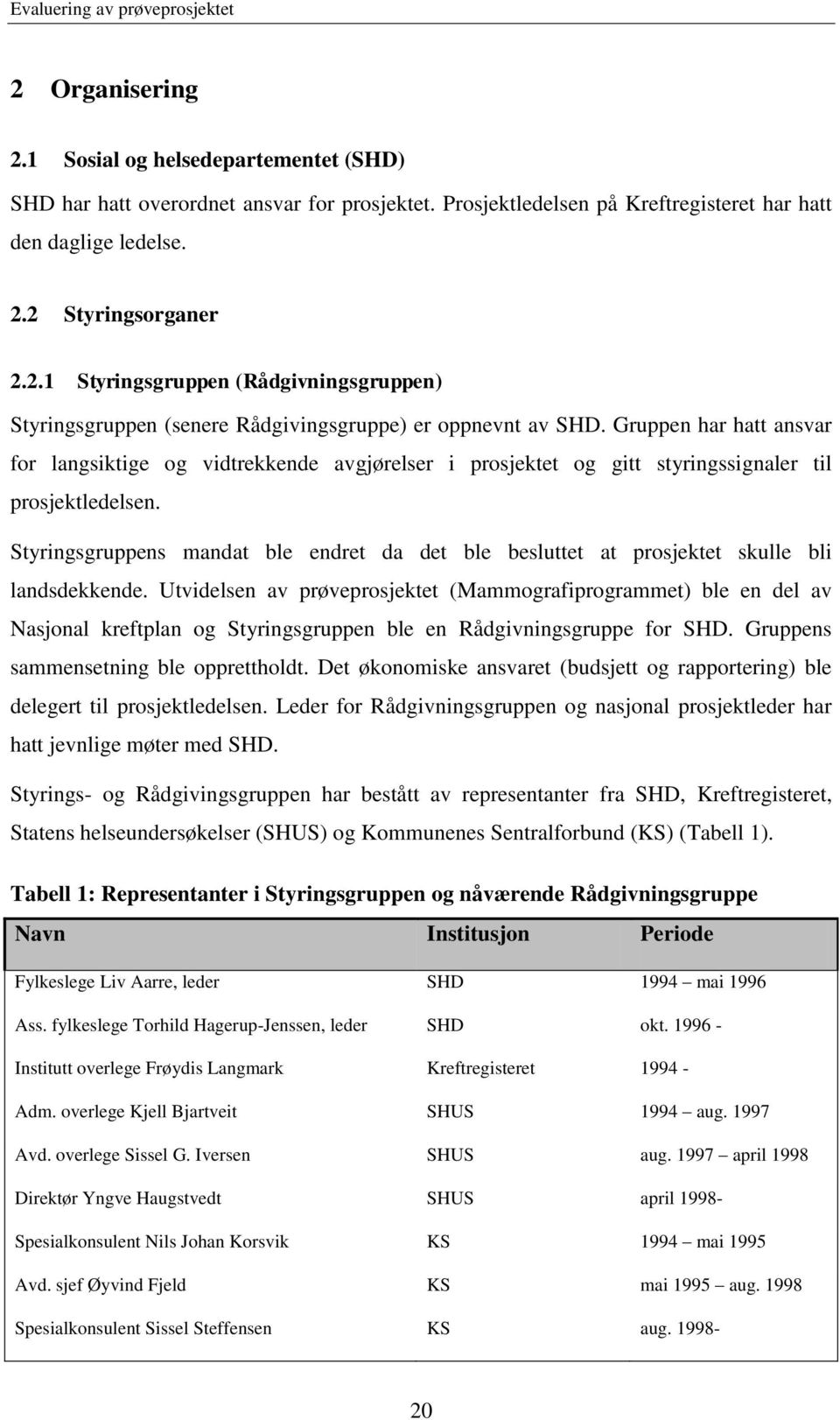 Styringsgruppens mandat ble endret da det ble besluttet at prosjektet skulle bli landsdekkende.