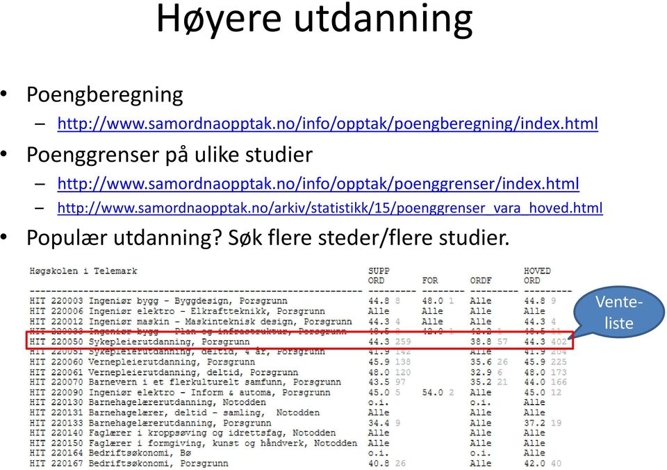 samordnaopptak.no/info/opptak/poenggrenser/index.html http://www.samordnaopptak.no/arkiv/statistikk/15/poenggrenser_vara_hoved.