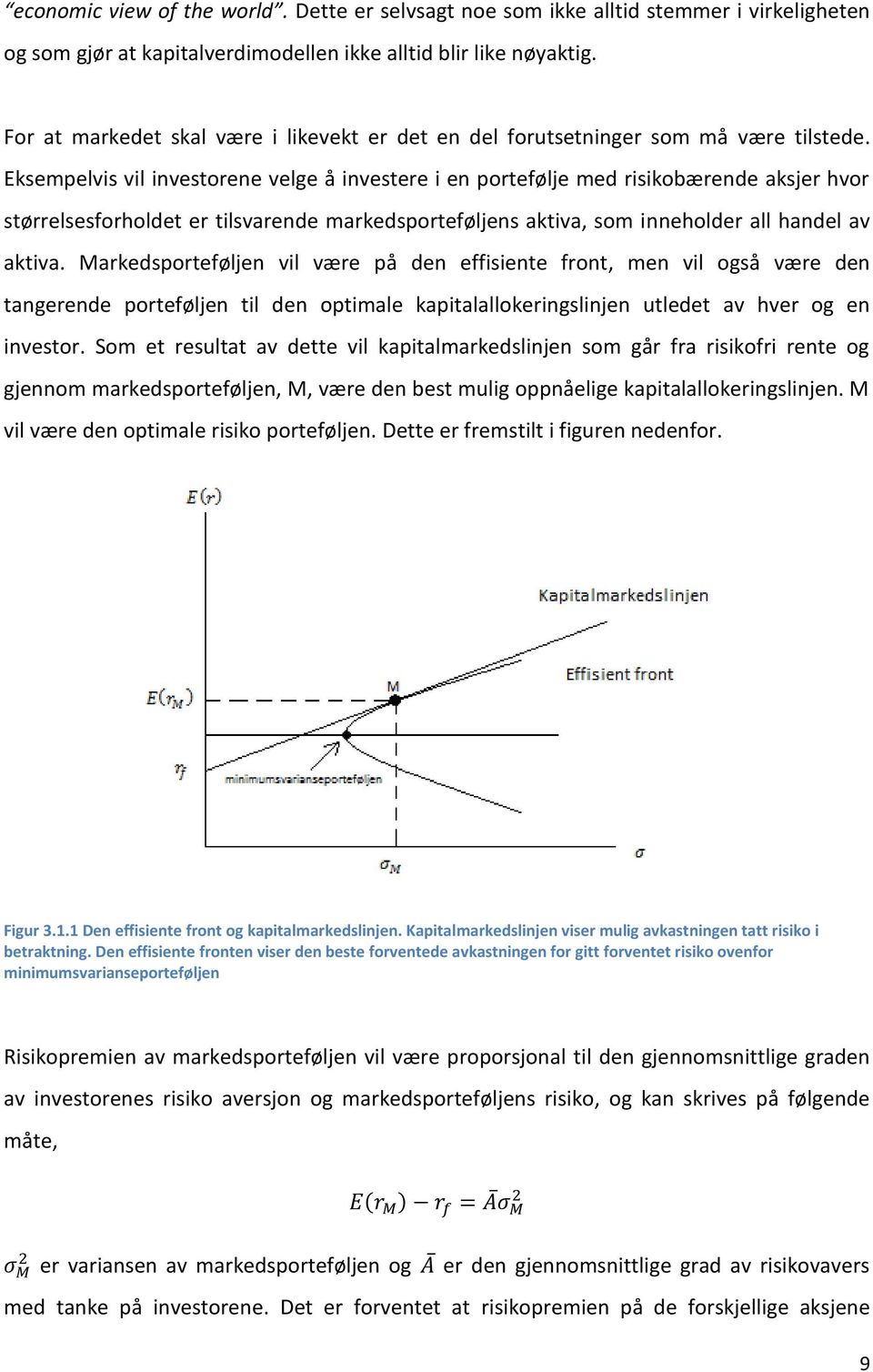 Eksempelvis vil investorene velge å investere i en portefølje med risikobærende aksjer hvor størrelsesforholdet er tilsvarende markedsporteføljens aktiva, som inneholder all handel av aktiva.