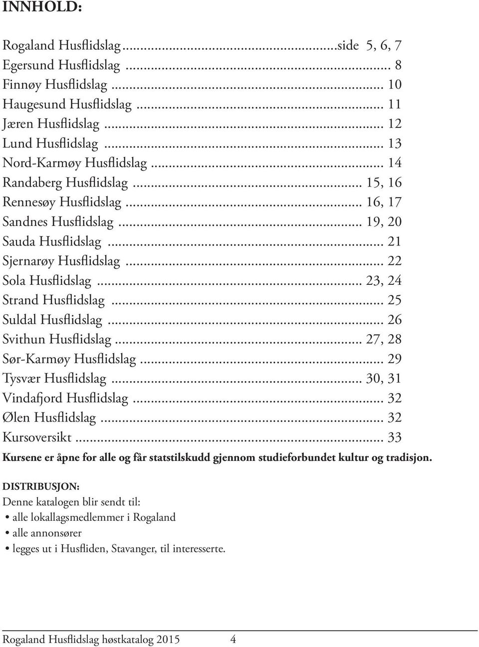 .. 25 Suldal Husflidslag... 26 Svithun Husflidslag... 27, 28 Sør-Karmøy Husflidslag... 29 Tysvær Husflidslag... 30, 31 Vindaord Husflidslag... 32 Ølen Husflidslag... 32 Kursoversikt.