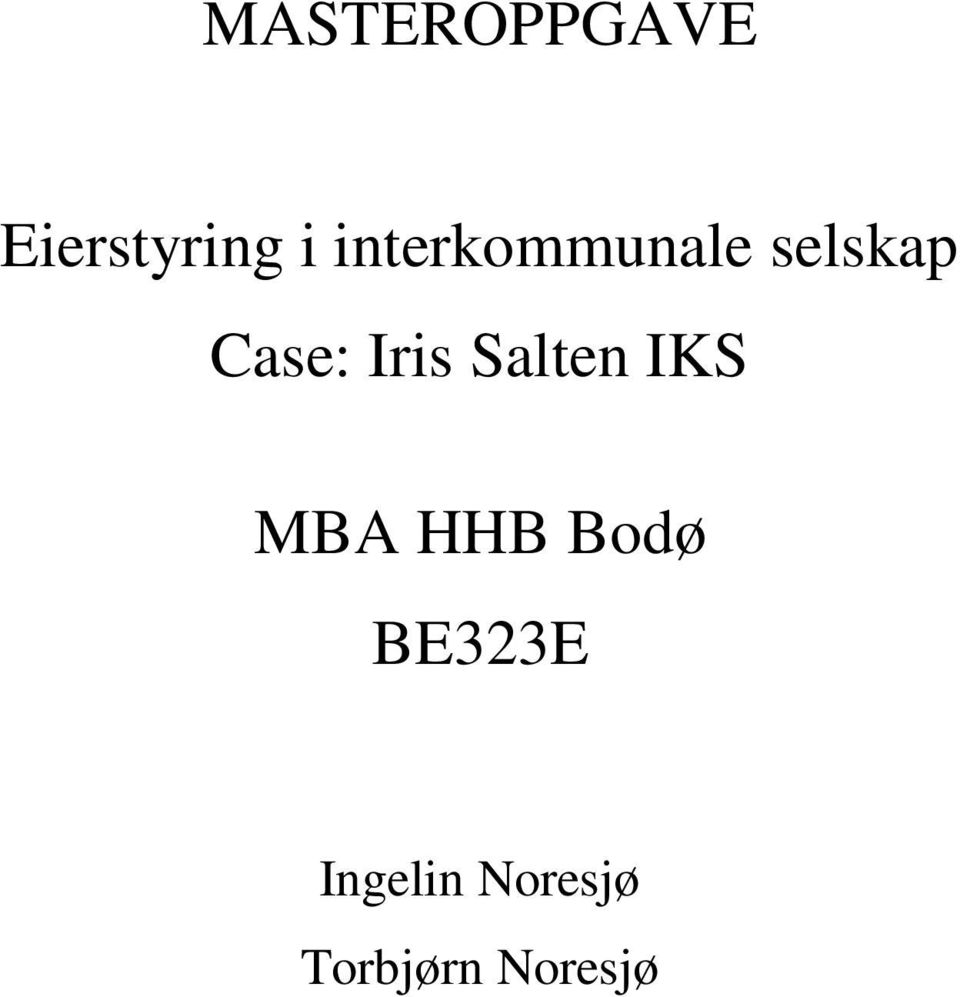 Iris Salten IKS MBA HHB Bodø