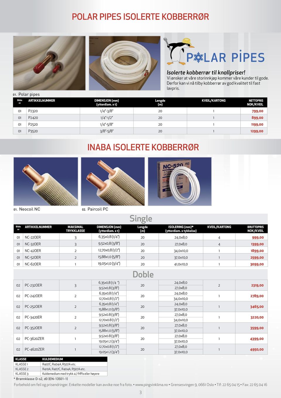 x t) Lengde (m) KVEIL/KARTONG NETTOPRIS NOK/KVEIL 0 P3 /4 3/8 799,00 0 P4 /4 / 899,00 0 P5 /4 5/8 99,00 0 P35 3/8 5/8 99,00 INABA ISOLERTE KOBBERRØR 0. Neocoil NC 0.