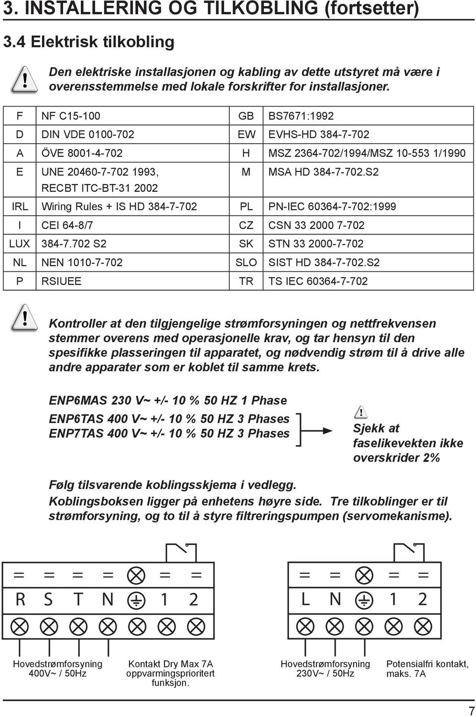 S2 RECBT ITC-BT-31 2002 IRL Wiring Rules + IS HD 384-7-702 PL PN-IEC 60364-7-702:1999 I CEI 64-8/7 CZ CSN 33 2000 7-702 LUX 384-7.702 S2 SK STN 33 2000-7-702 NL NEN 1010-7-702 SLO SIST HD 384-7-702.
