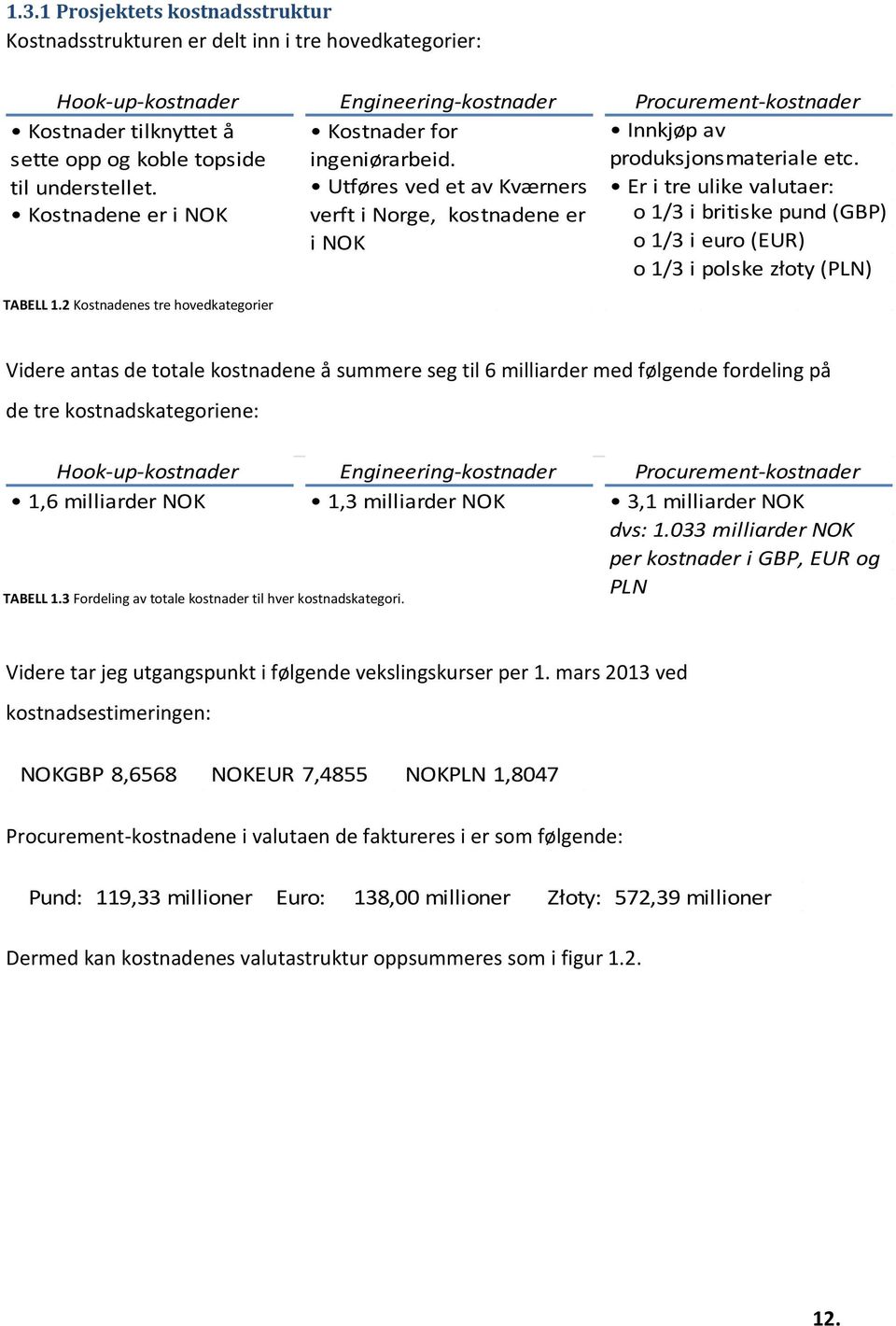 Er i tre ulike valutaer: o 1/3 i britiske pund (GBP) o 1/3 i euro (EUR) o 1/3 i polske złoty (PLN) TABELL 1.