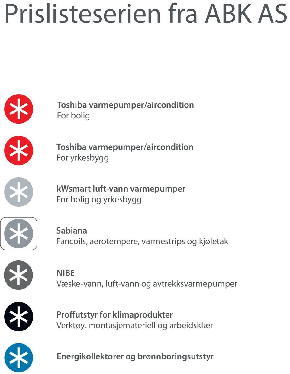 Sabiana Fancoils, aerotempere, varmestrips og kjøletak NIBE Væske-vann, luft-vann og