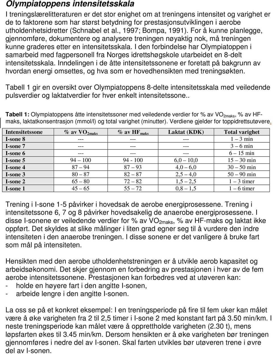 I den forbindelse har Olympiatoppen i samarbeid med fagpersonell fra Norges idrettshøgskole utarbeidet en 8-delt intensitetsskala.