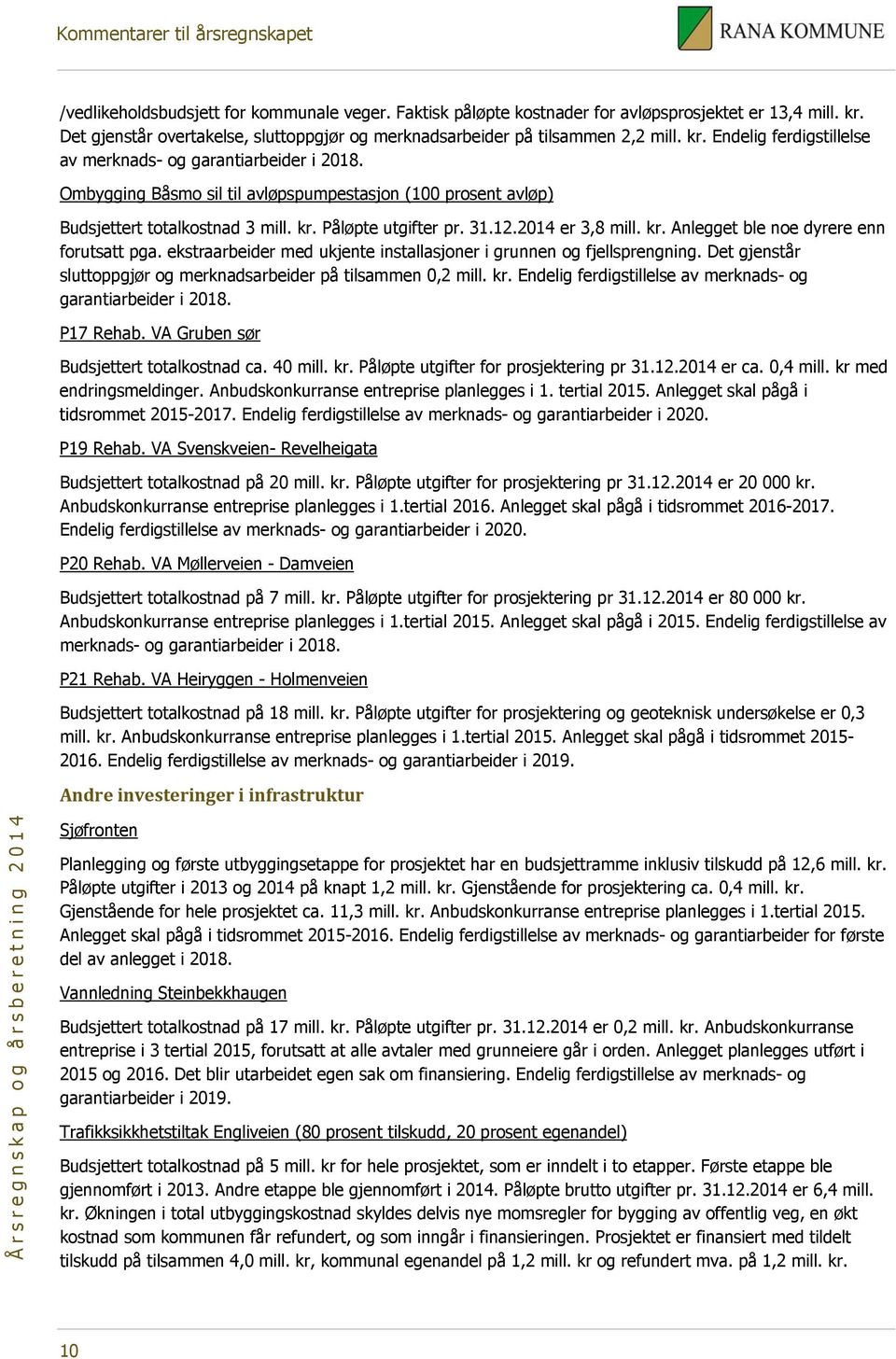 Ombygging Båsmo sil til avløpspumpestasjon (100 prosent avløp) Budsjettert totalkostnad 3 mill. kr. Påløpte utgifter pr. 31.12.2014 er 3,8 mill. kr. Anlegget ble noe dyrere enn forutsatt pga.