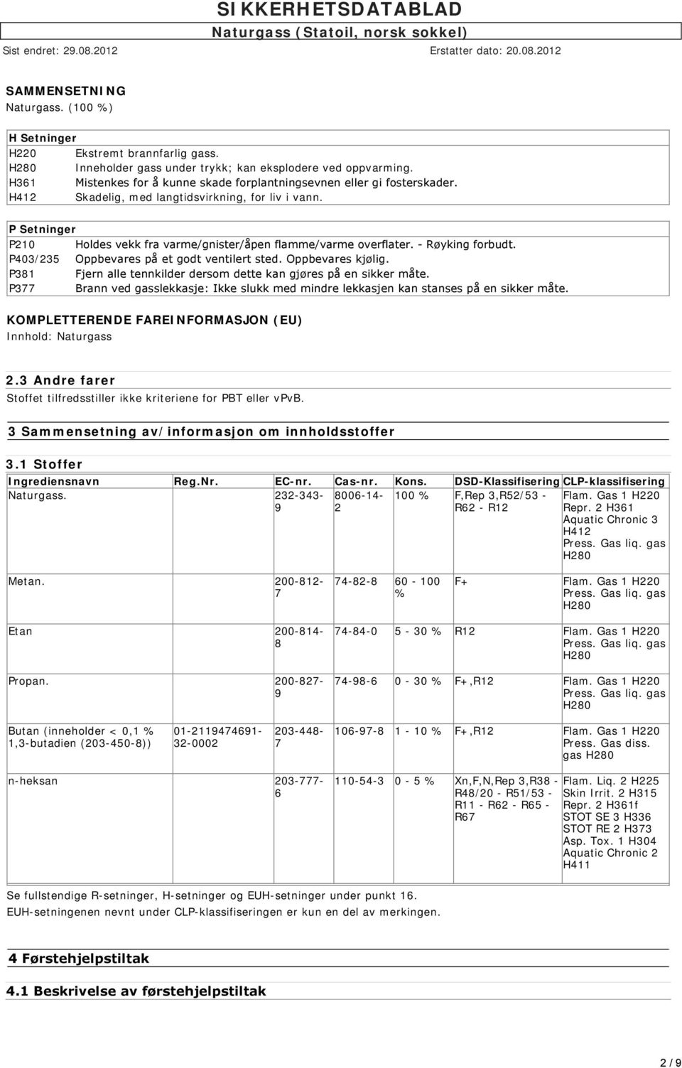 P Setninger P210 Holdes vekk fra varme/gnister/åpen flamme/varme overflater. Røyking forbudt. P403/235 Oppbevares på et godt ventilert sted. Oppbevares kjølig.