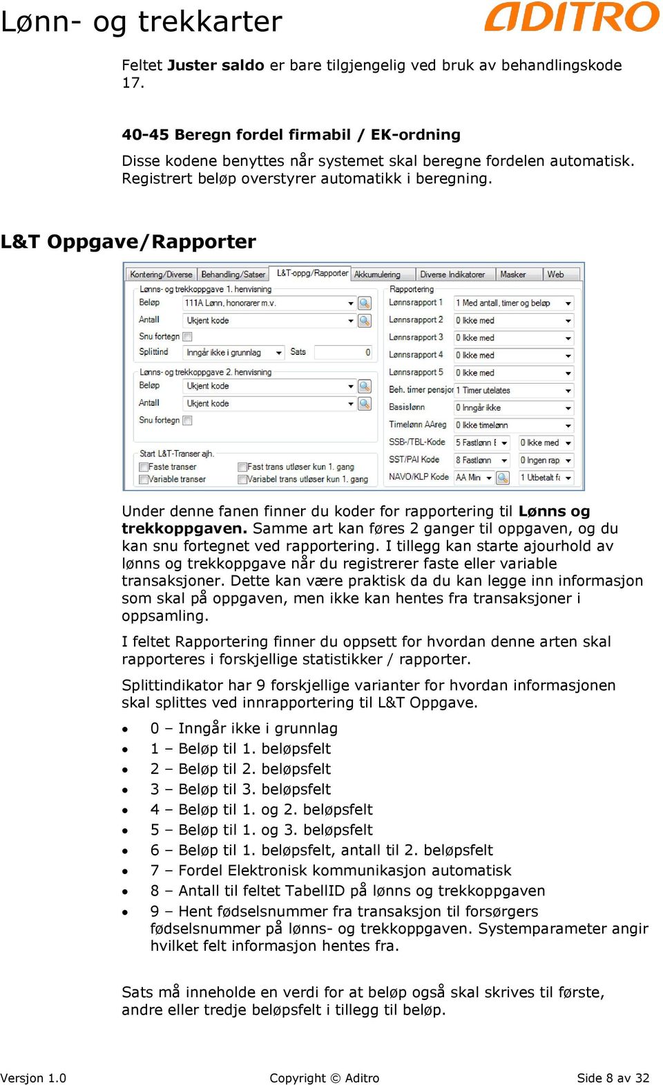 Samme art kan føres 2 ganger til oppgaven, og du kan snu fortegnet ved rapportering. I tillegg kan starte ajourhold av lønns og trekkoppgave når du registrerer faste eller variable transaksjoner.