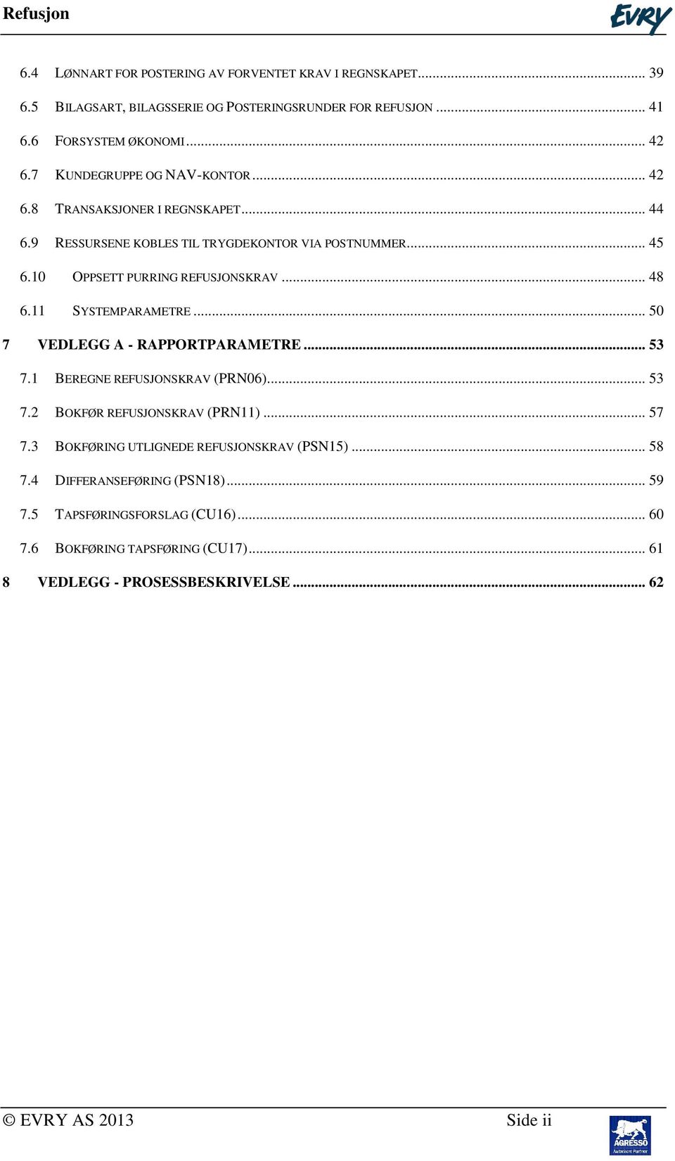 11 SYSTEMPARAMETRE... 50 7 VEDLEGG A - RAPPORTPARAMETRE... 53 7.1 BEREGNE REFUSJONSKRAV (PRN06)... 53 7.2 BOKFØR REFUSJONSKRAV (PRN11)... 57 7.