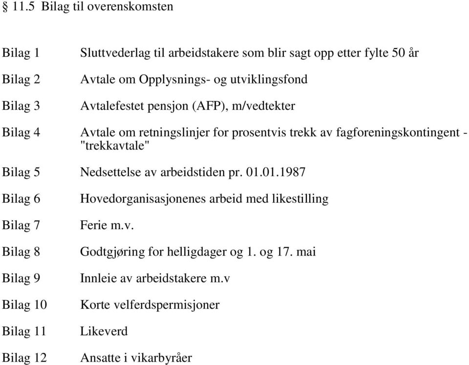 "trekkavtale" Bilag 5 Nedsettelse av arbeidstiden pr. 01.