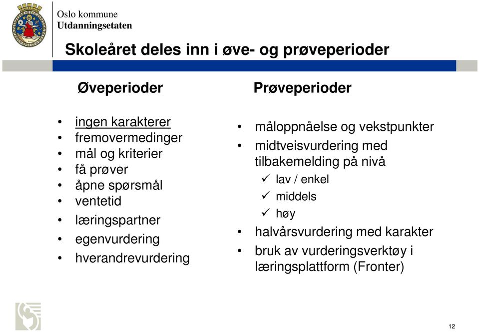 hverandrevurdering måloppnåelse og vekstpunkter midtveisvurdering med tilbakemelding på nivå lav