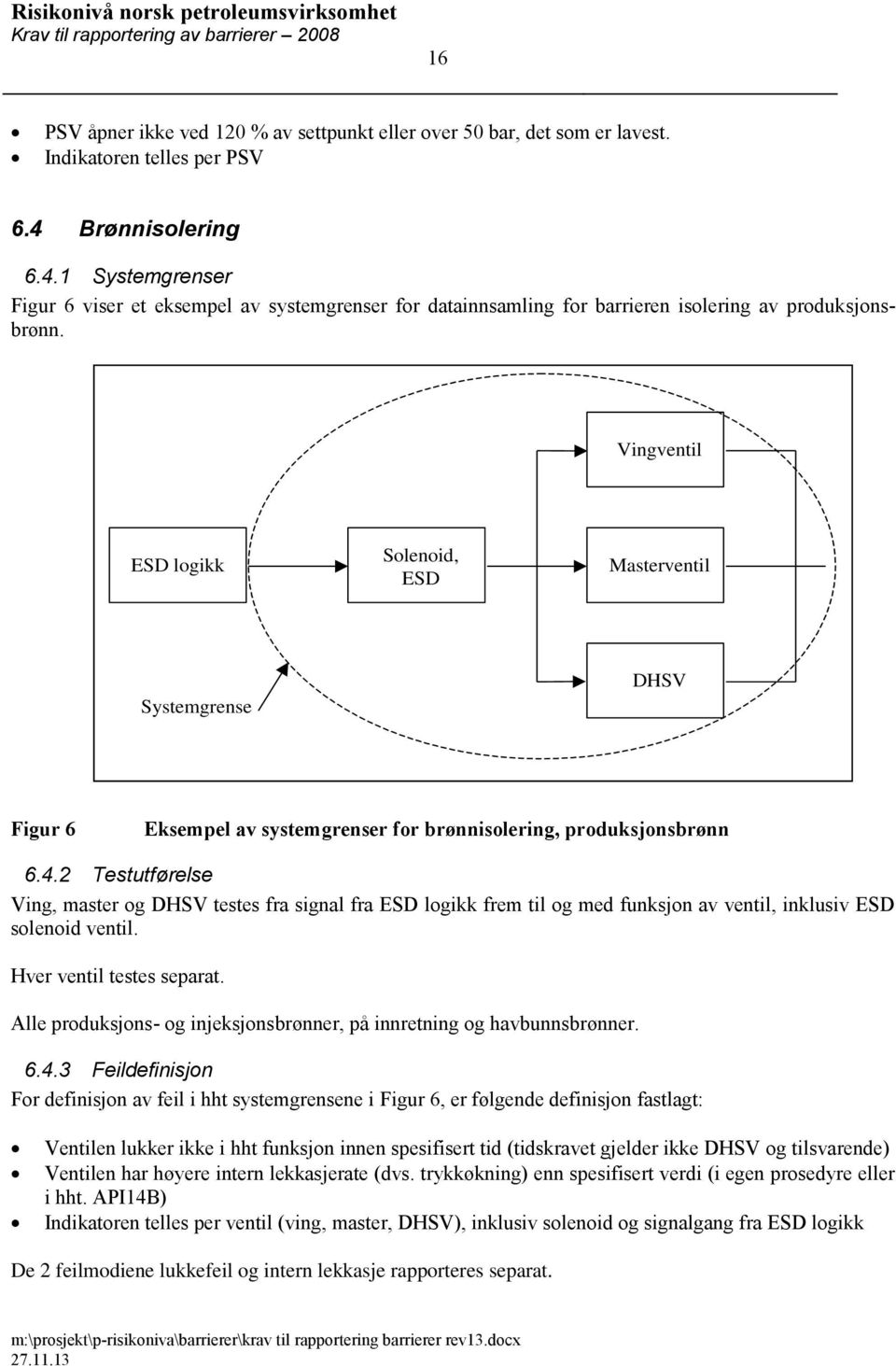 Vingventil ESD logikk Solenoid, ESD Masterventil Systemgrense DHSV Figur 6 Eksempel av systemgrenser for brønnisolering, produksjonsbrønn 6.4.