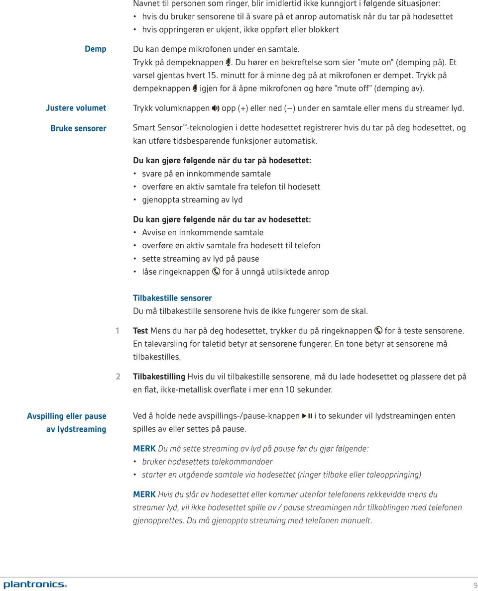 minutt for å minne deg på at mikrofonen er dempet. Trykk på dempeknappen igjen for å åpne mikrofonen og høre mute off (demping av).