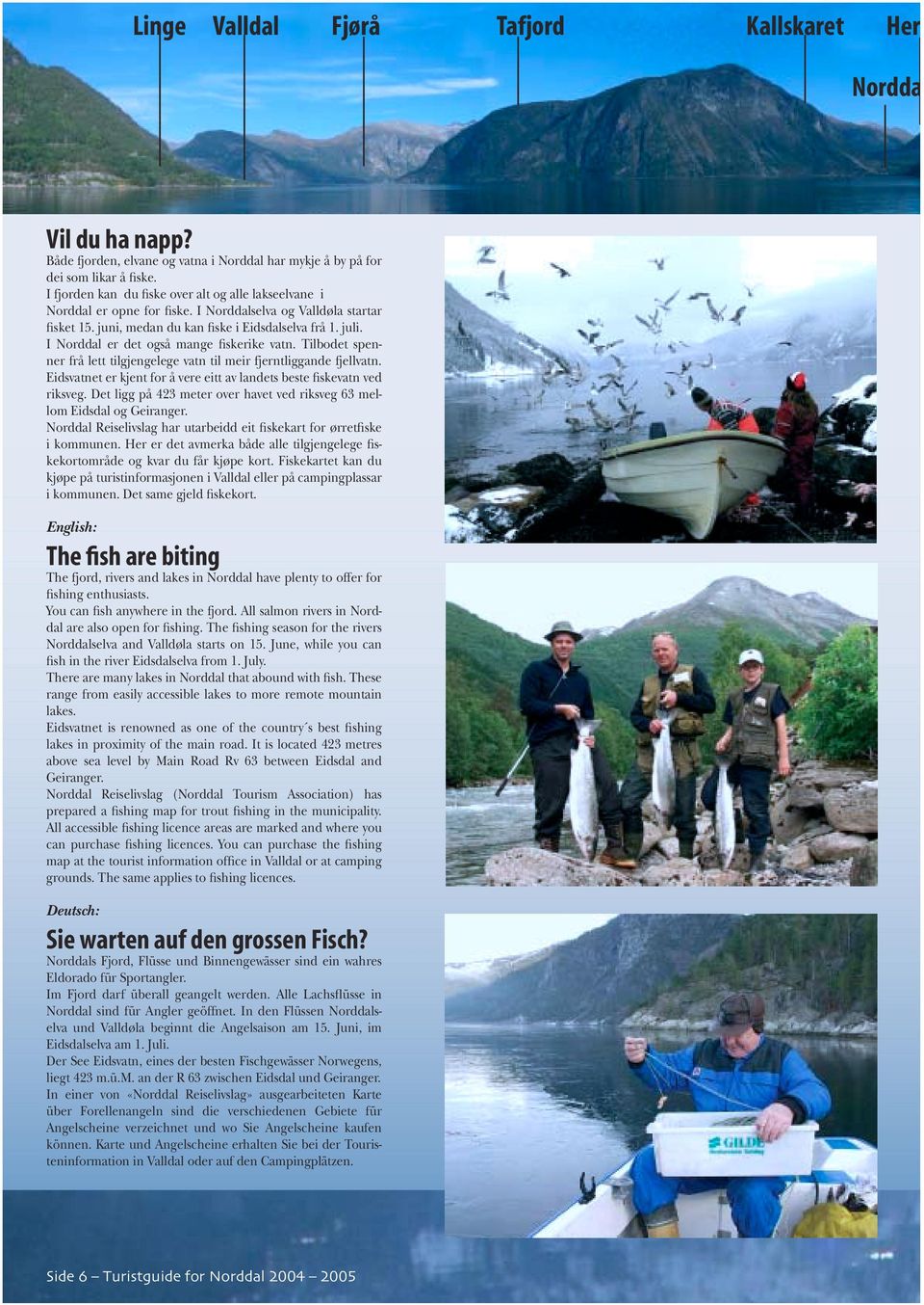 I Norddal er det også mange fiskerike vatn. Tilbodet spenner frå lett tilgjengelege vatn til meir fjerntliggande fjellvatn. Eidsvatnet er kjent for å vere eitt av landets beste fiskevatn ved riksveg.