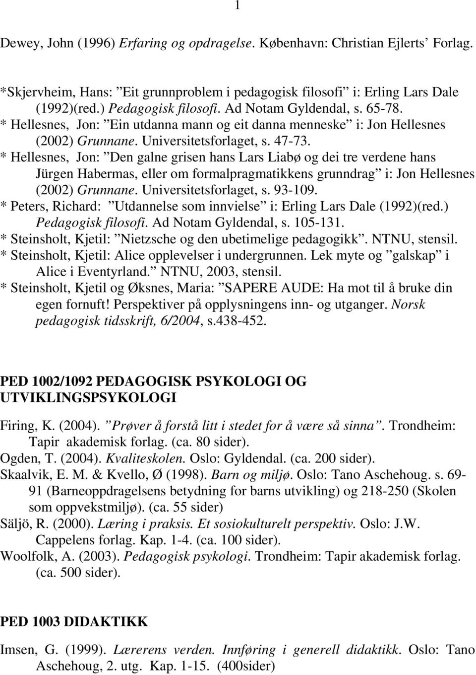 * Hellesnes, Jon: Den galne grisen hans Lars Liabø og dei tre verdene hans Jürgen Habermas, eller om formalpragmatikkens grunndrag i: Jon Hellesnes (2002) Grunnane. Universitetsforlaget, s. 93-109.