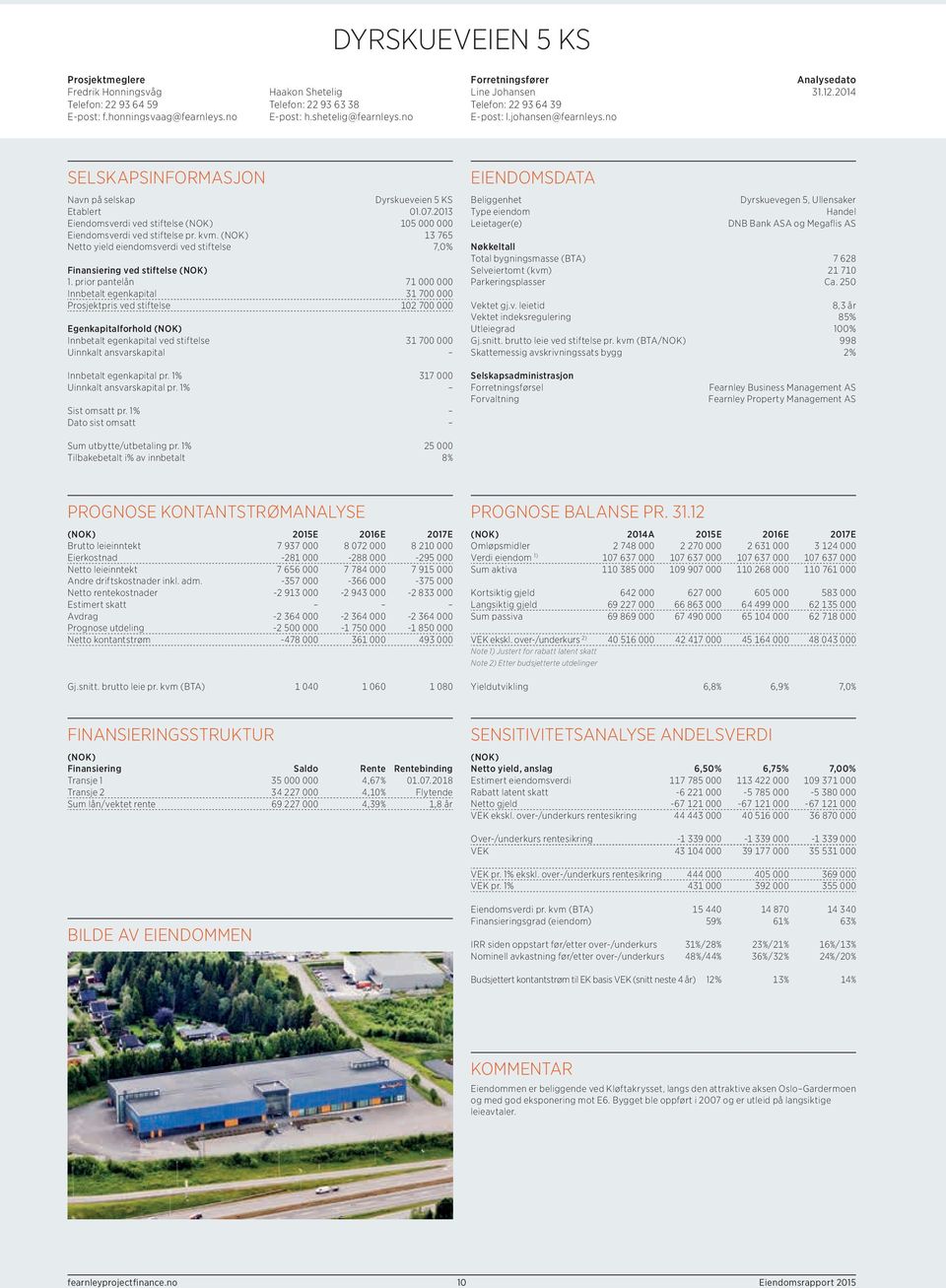 13 765 yield eiendomsverdi ved stiftelse 7,0% Finansiering ved stiftelse 1.