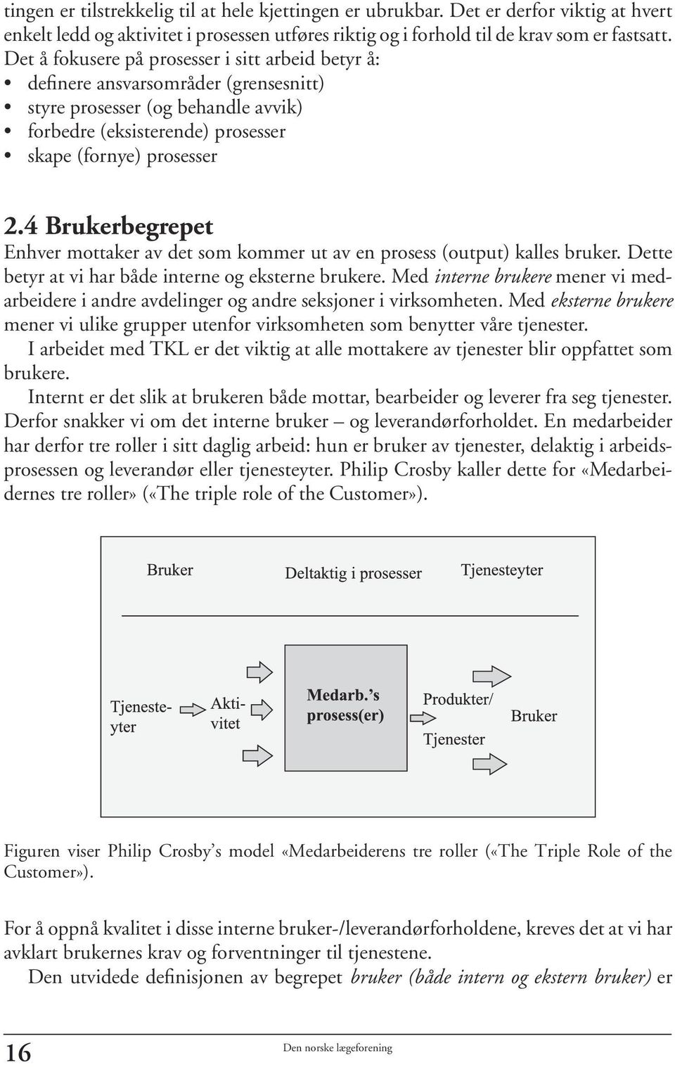 4 Brukerbegrepet Enhver mottaker av det som kommer ut av en prosess (output) kalles bruker. Dette betyr at vi har både interne og eksterne brukere.