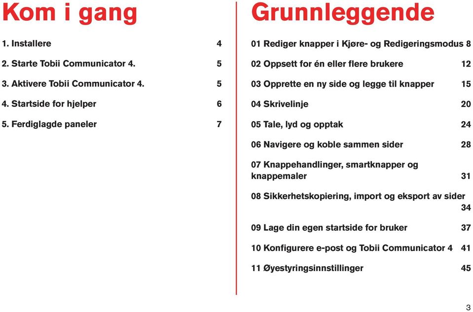 legge til knapper 15 04 Skrivelinje 20 05 Tale, lyd og opptak 24 06 Navigere og koble sammen sider 28 07 Knappehandlinger, smartknapper og knappemaler