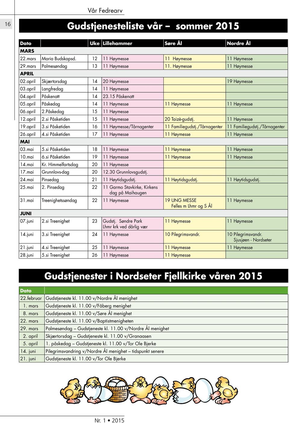 april Påskedag 14 11 Høymesse 11 Høymesse 11 Høymesse 06.april 2.Påskedag 15 11 Høymesse 12.april 2.si Påsketiden 15 11 Høymesse 20 Taizè-gudstj. 11 Høymesse 19.april 3.