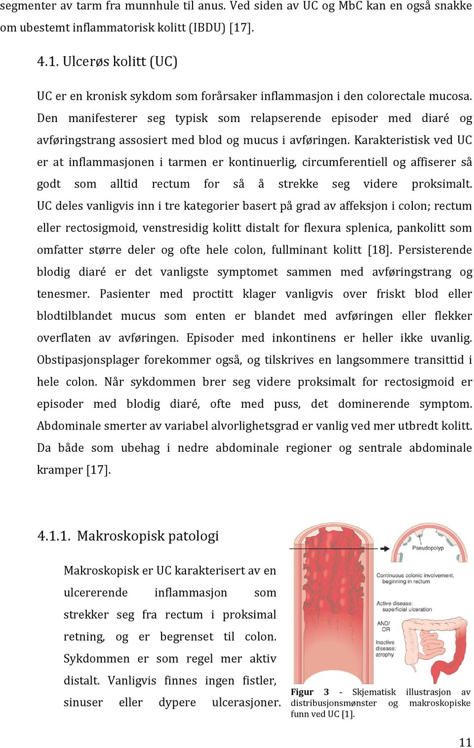 Den manifesterer seg typisk som relapserende episoder med diaré og avføringstrang assosiert med blod og mucus i avføringen.