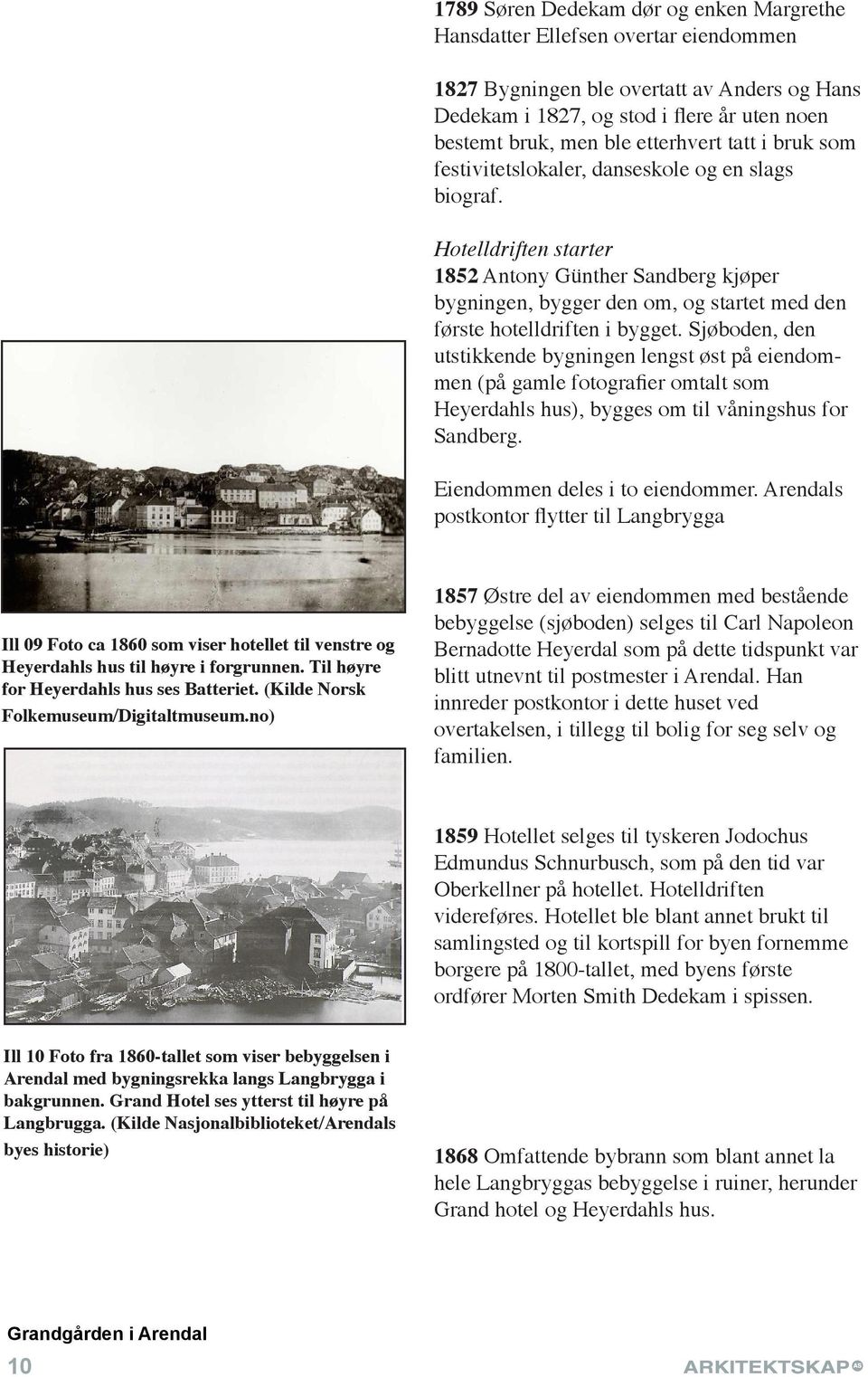 Hotelldriften starter 1852 Antony Günther Sandberg kjøper bygningen, bygger den om, og startet med den første hotelldriften i bygget.