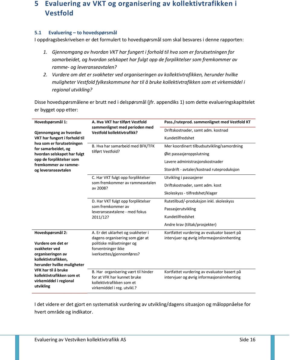 Vurdere om det er svakheter ved organiseringen av kollektivtrafikken, herunder hvilke muligheter Vestfold fylkeskommune har til å bruke kollektivtrafikken som et virkemiddel i regional utvikling?