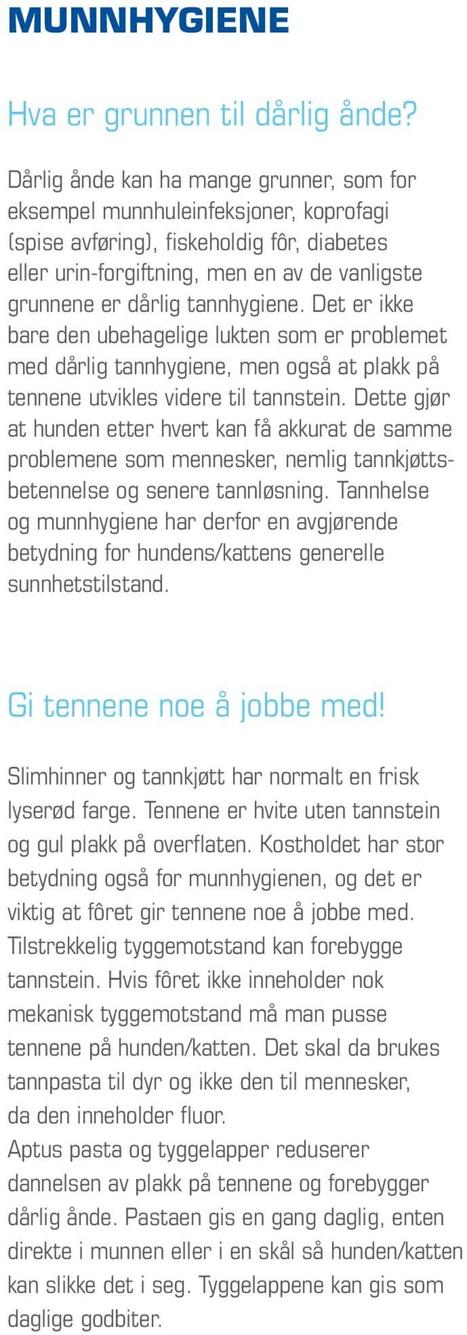 tannhygiene. Det er ikke bare den ubehagelige lukten som er problemet med dårlig tannhygiene, men også at plakk på tennene utvikles videre til tannstein.