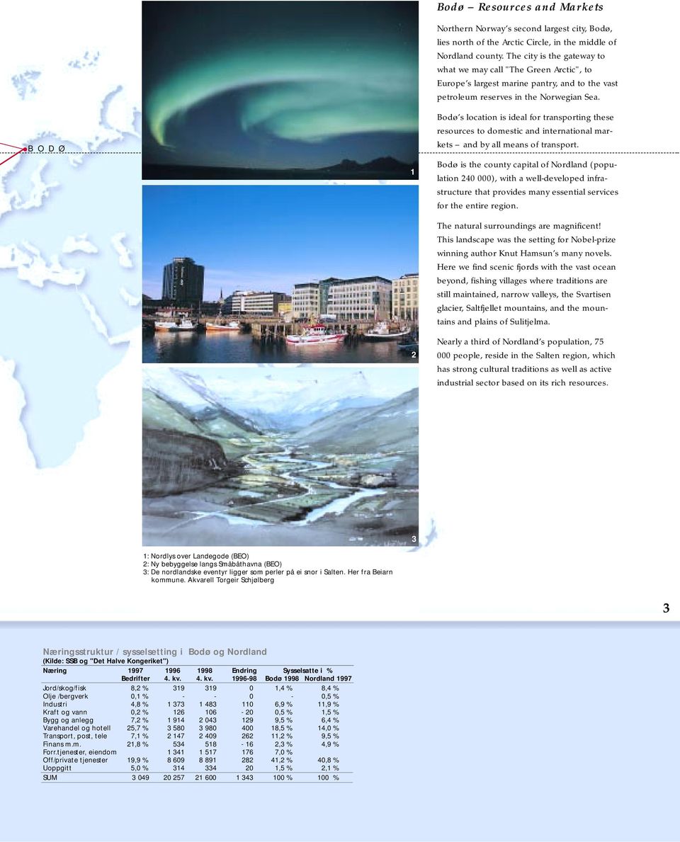 Bodø s location is ideal for transporting these resources to domestic and international markets and by all means of transport.