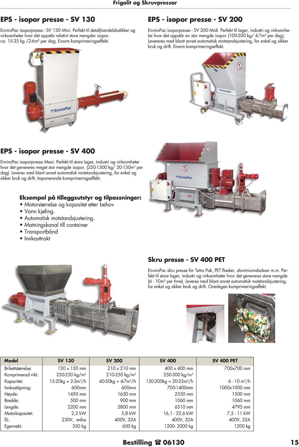 Perfekt til lager, industri og virksomheter hvor det oppstår en stor mengde isopor (100-200 kg/ 4-7m³ per dag), Levereres med blant annet automatisk motstandsjustering, for enkel og sikker bruk og