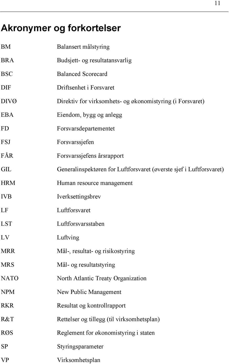 Luftforsvaret (øverste sjef i Luftforsvaret) Human resource management Iverksettingsbrev Luftforsvaret Luftforsvarsstaben Luftving Mål-, resultat- og risikostyring Mål- og resultatstyring