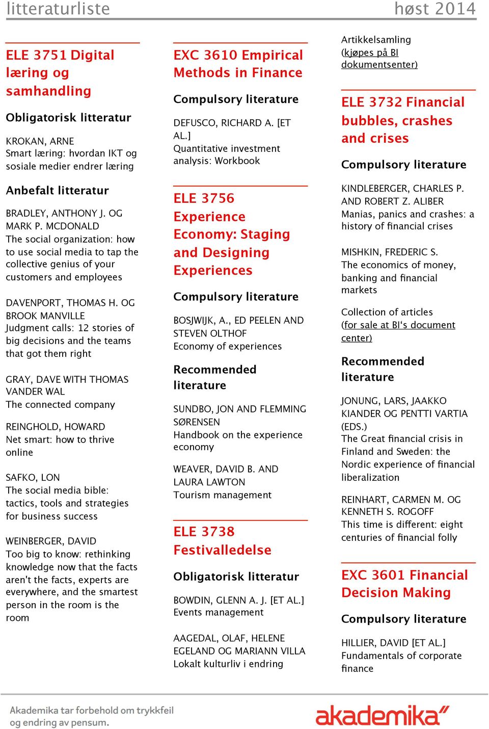 OG BROOK MANVILLE Judgment calls: 12 stories of big decisions and the teams that got them right GRAY, DAVE WITH THOMAS VANDER WAL The connected company REINGHOLD, HOWARD Net smart: how to thrive