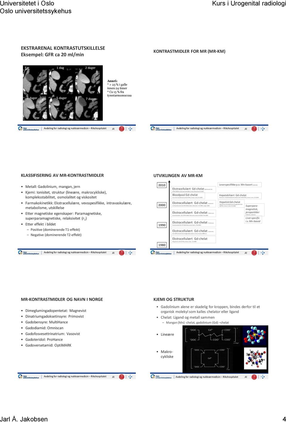 Farmakokinetikk: Ekstracellulære, vevsspesifikke, intravaskulære, metabolisme, utskillelse Etter magnetiske egenskaper: Paramagnetiske, superparamagnetiske, relaksivitet (r 1 ) Etter effekt i bildet