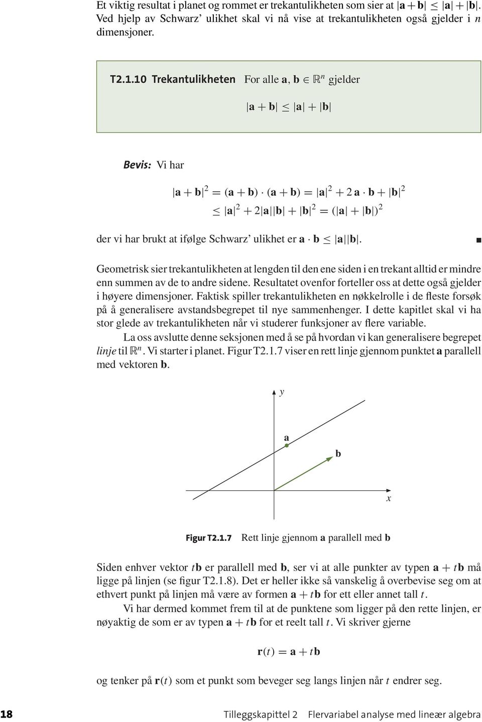 trekantulikheten at lengden til den ene siden i en trekant alltid er mindre enn summen av de to andre sidene Resultatet ovenfor forteller oss at dette også gjelder i høyere dimensjoner Faktisk