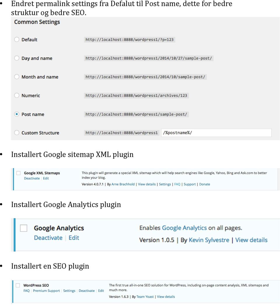 Installert Google sitemap XML plugin