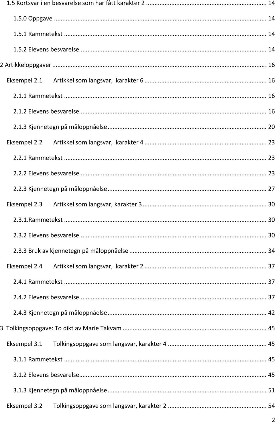 3 Artikkel som langsvar, karakter 3... 30 2.3.1.Rammetekst... 30 2.3.2 Elevens besvarelse... 30 2.3.3 Bruk av kjennetegn på måloppnåelse... 34 Eksempel 2.4 Artikkel som langsvar, karakter 2... 37 2.4.1 Rammetekst.