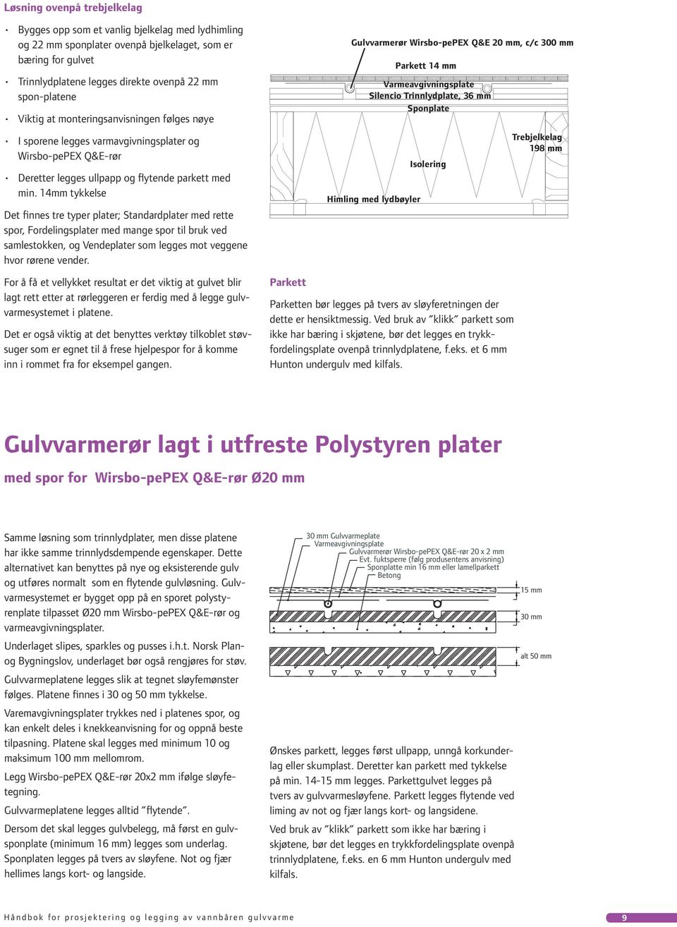 14mm tykkelse Det finnes tre typer plater; Standardplater med rette spor, Fordelingsplater med mange spor til bruk ved samlestokken, og Vendeplater som legges mot veggene hvor rørene vender.