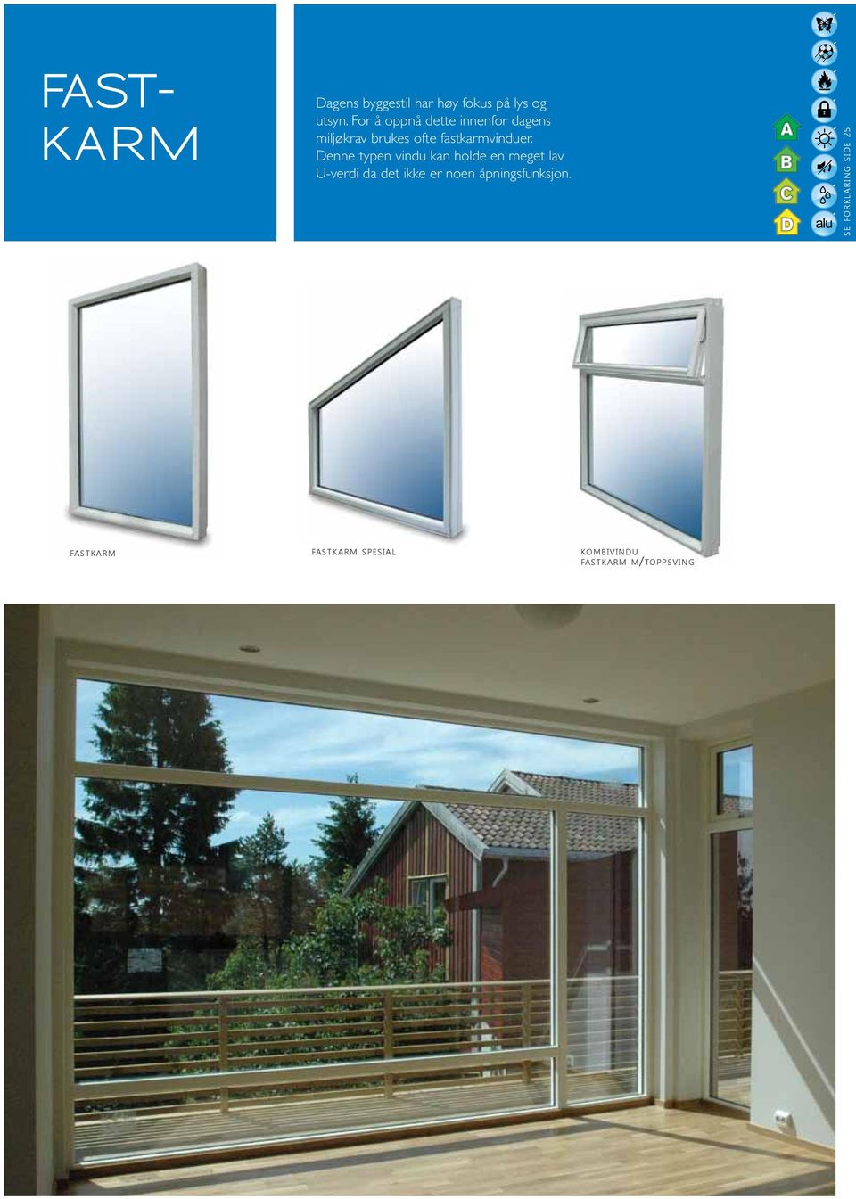 Denne typen vindu kan holde en meget lav U-verdi da det ikke er noen åpningsfunksjon.