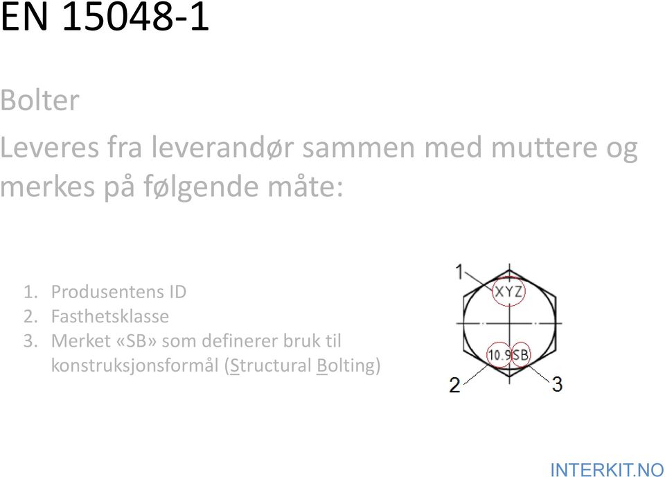 Produsentens ID 2. Fasthetsklasse 3.