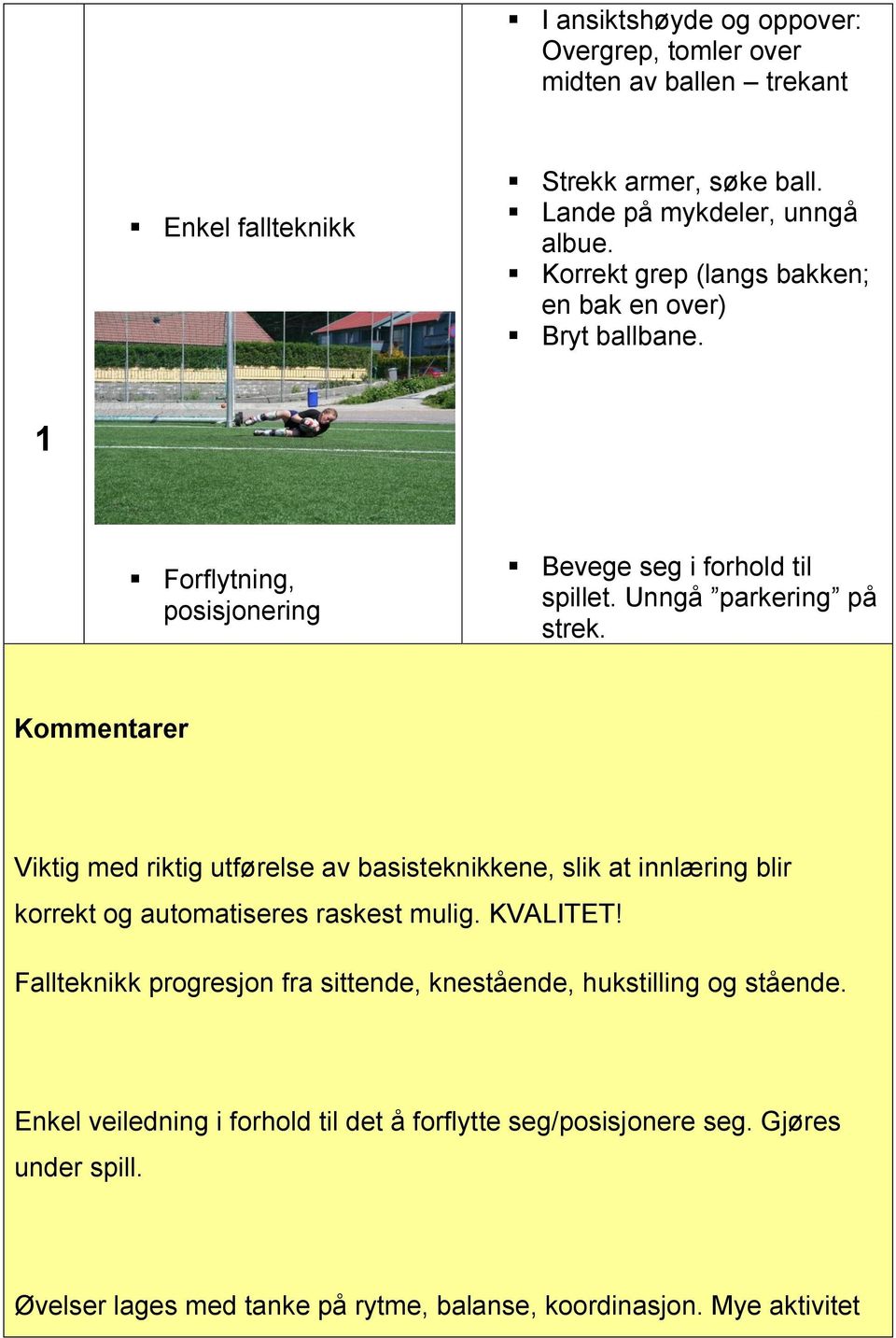 Viktig med riktig utførelse av basisteknikkene, slik at innlæring blir korrekt og automatiseres raskest mulig. KVALITET!