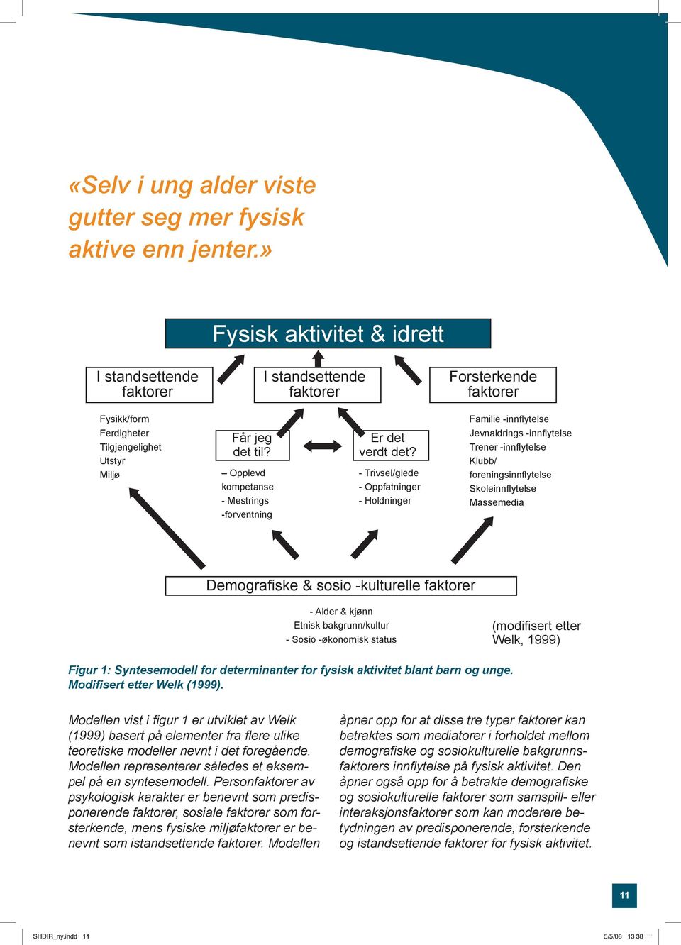 Familie -innflytelse Jevnaldrings -innflytelse Trener -innflytelse Klubb/ Miljø Opplevd - Trivsel/glede foreningsinnflytelse kompetanse - Mestrings - Oppfatninger - Holdninger Skoleinnflytelse