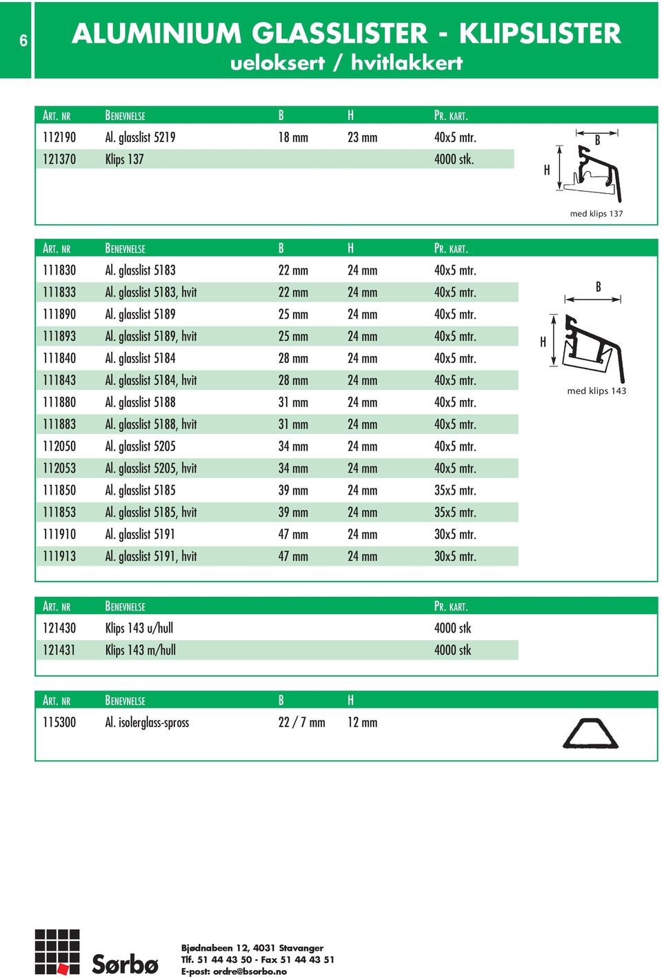 glasslist 5189, hvit 25 mm 24 mm 40x5 mtr. 111840 Al. glasslist 5184 28 mm 24 mm 40x5 mtr. 111843 Al. glasslist 5184, hvit 28 mm 24 mm 40x5 mtr. 111880 Al. glasslist 5188 31 mm 24 mm 40x5 mtr.