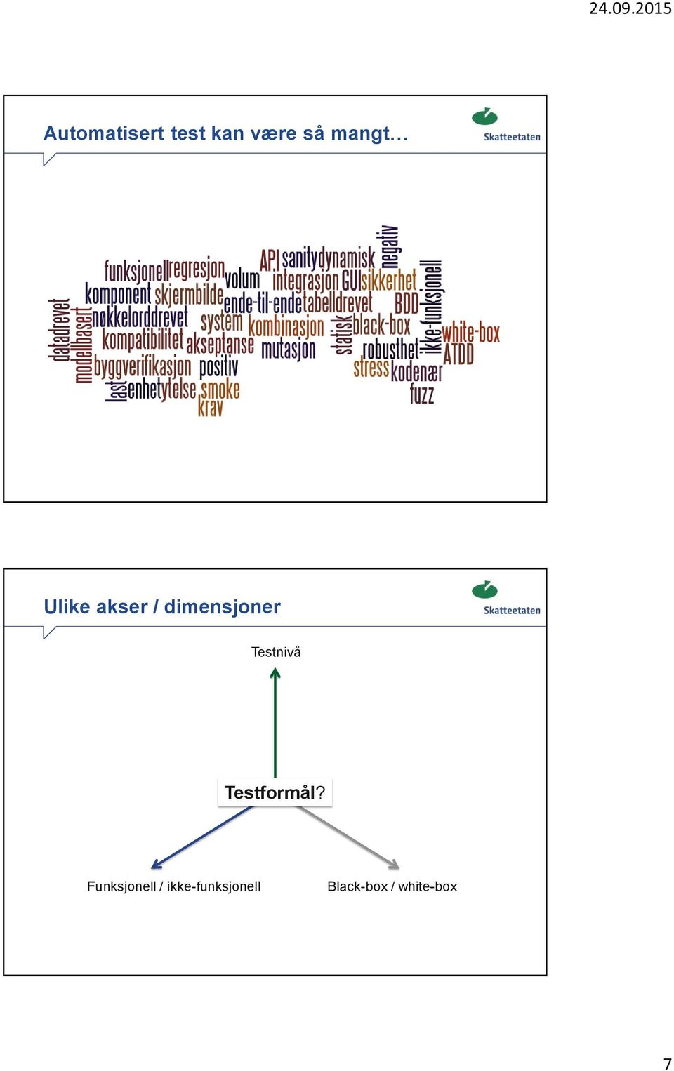 Testnivå Testformål?