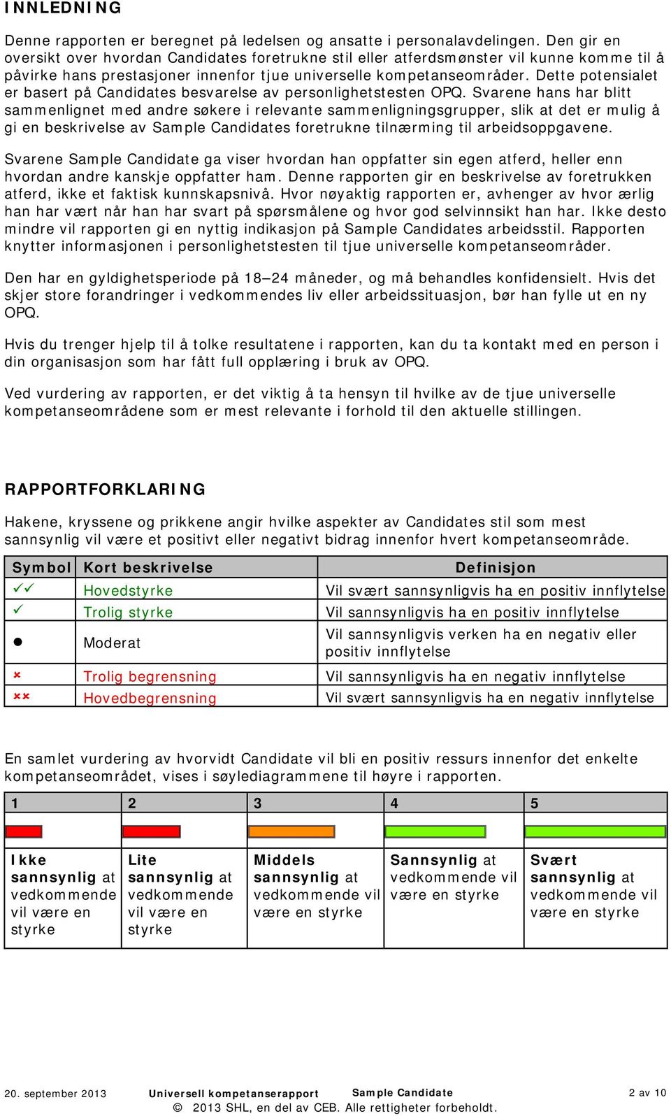 Dette potensialet er basert på Candidates besvarelse av personlighetstesten OPQ.