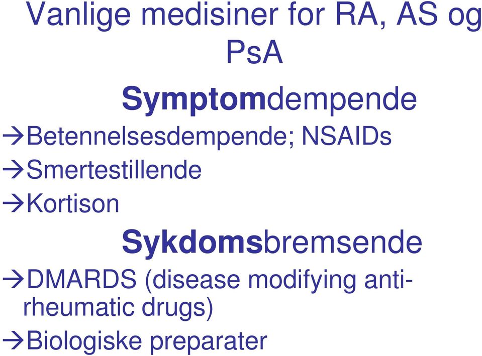 Smertestillende Kortison Sykdomsbremsende